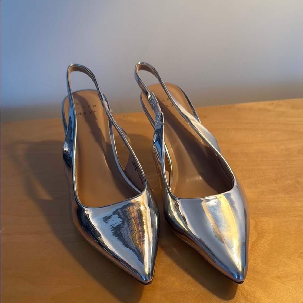 Silver Slingback Heels